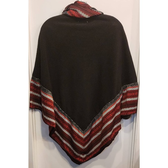 LE Moda Black Fleece Poncho Wrap Cowl Neck One Size - Picture 7 of 7